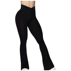 Sunzel High Rise Black Flare Leggings Yoga  Pants With Tummy Control Size M